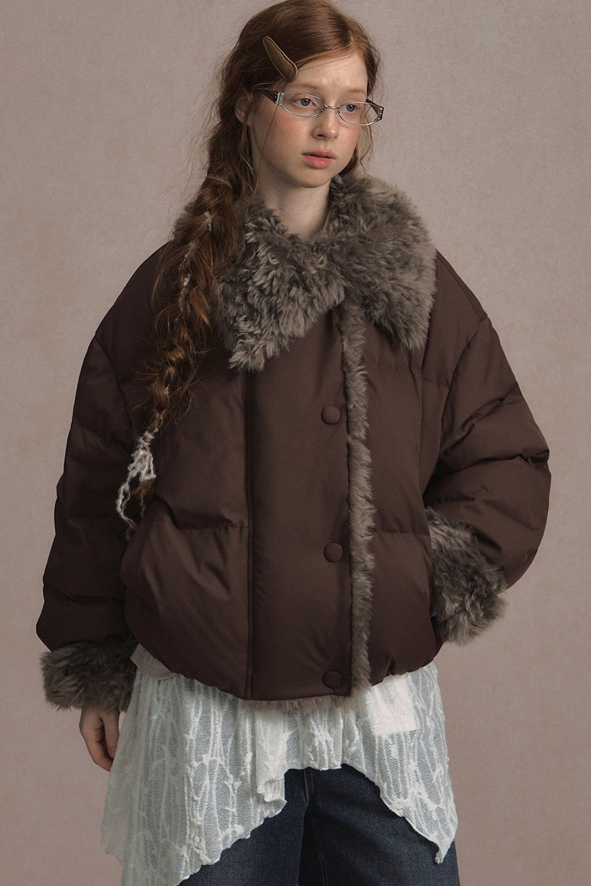Short Fur Collar Down Jacket