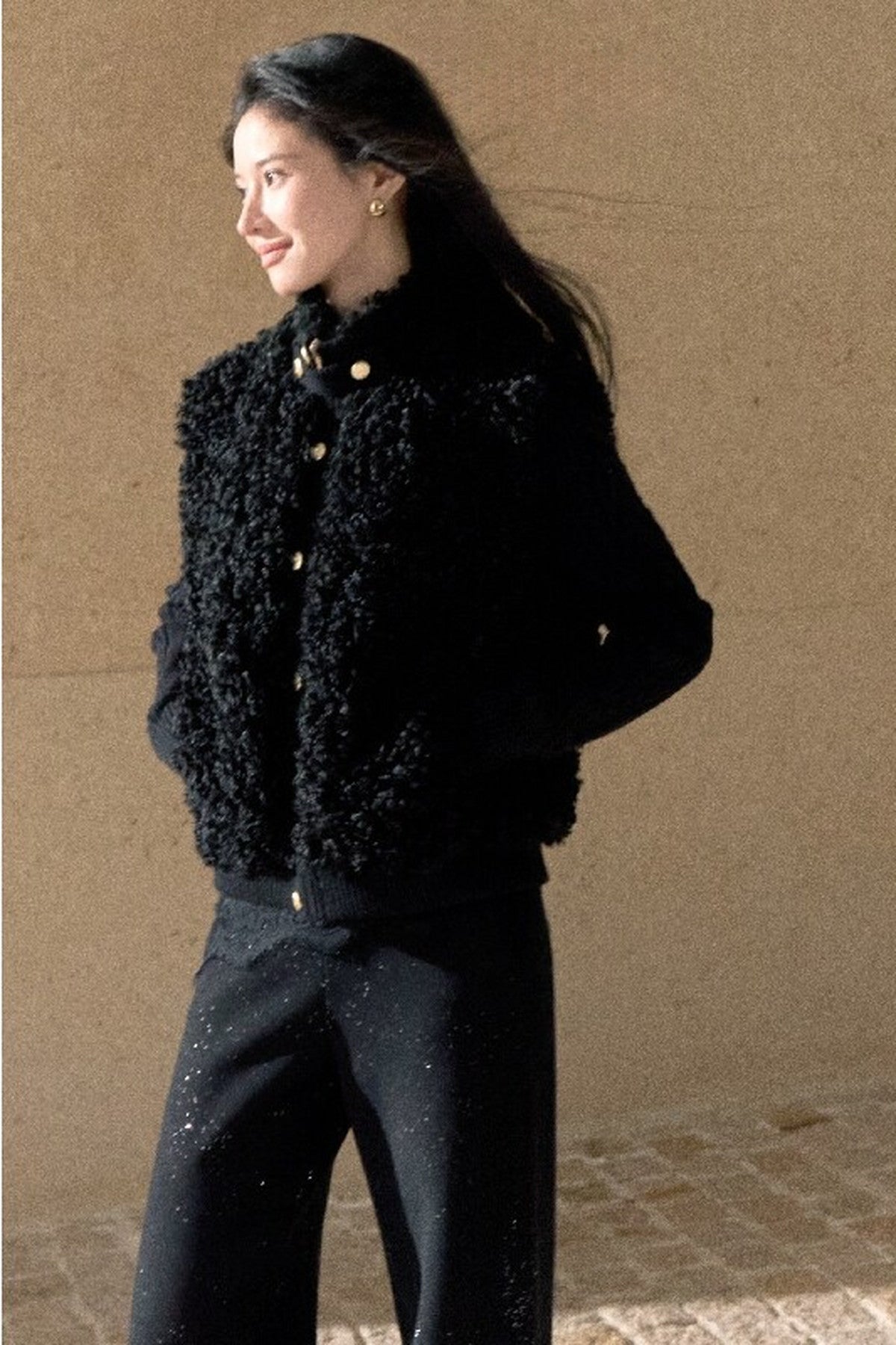 Vintage Eco-Friendly Fur Cable Knit Jacket