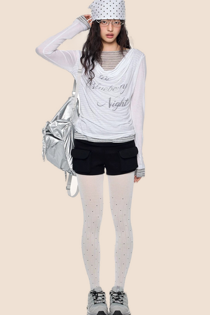 Long Sleeve Swing Collar Printed Top