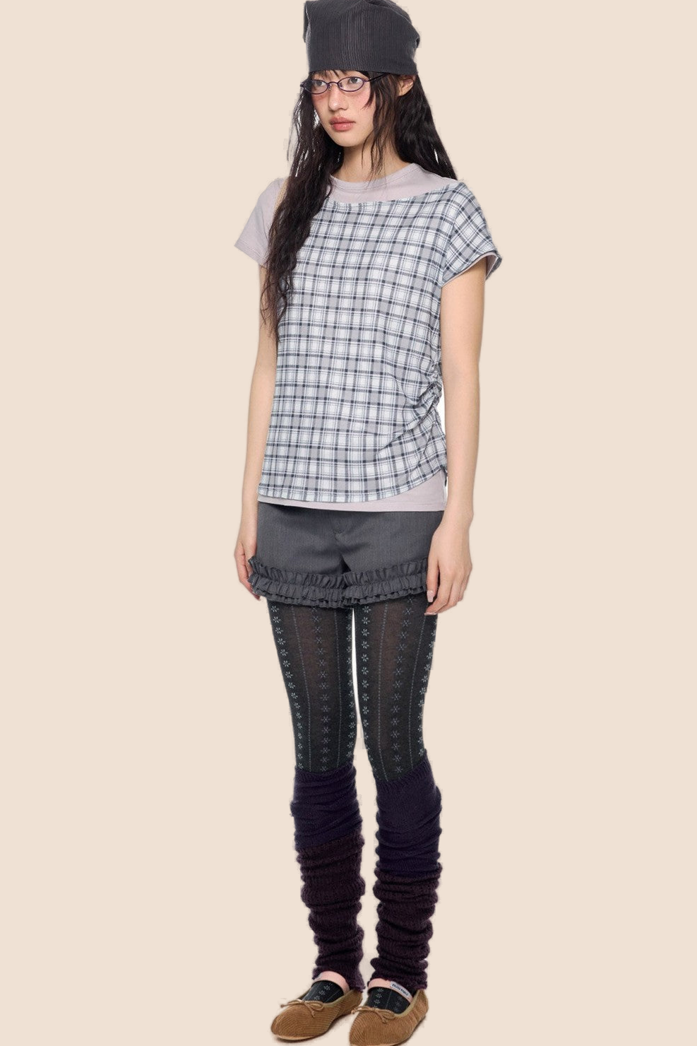 Plaid Retro Layered Top