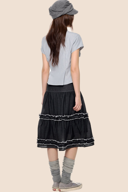 Blusa preppy a righe con fiocco