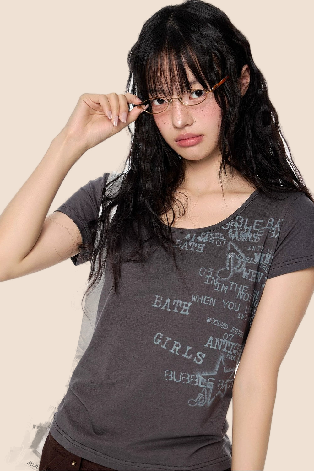 Letter Printed Retro Summer Blouse