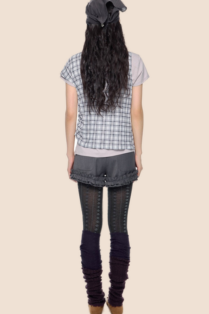 Plaid Retro Layered Top