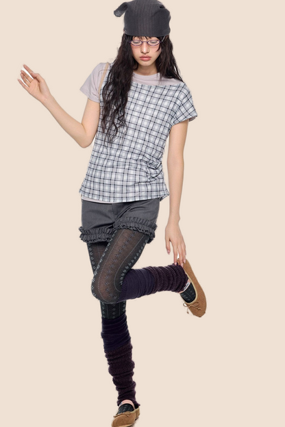 Plaid Retro Layered Top