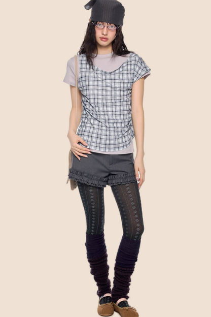 Plaid Retro Layered Top