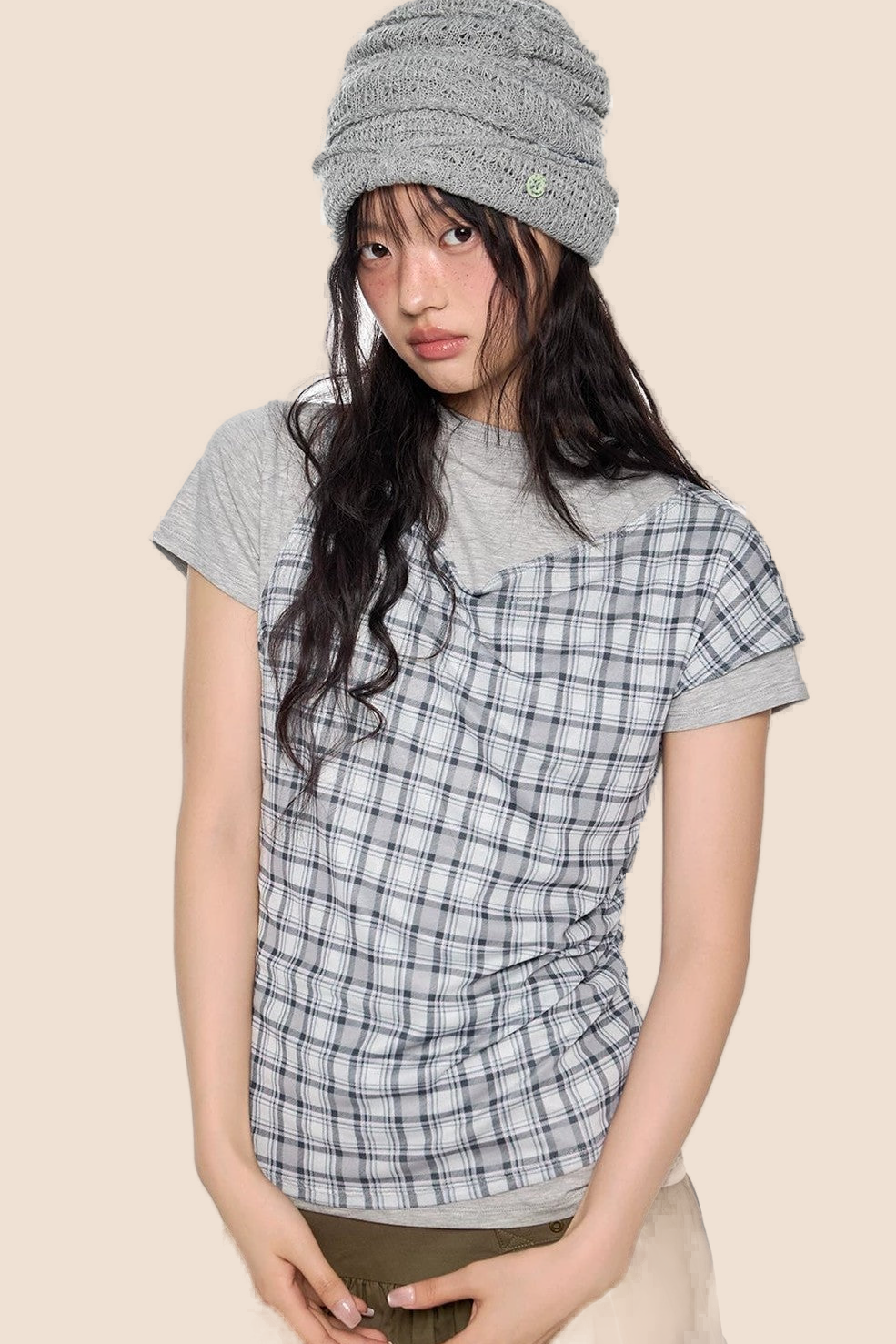 Plaid Retro Layered Top