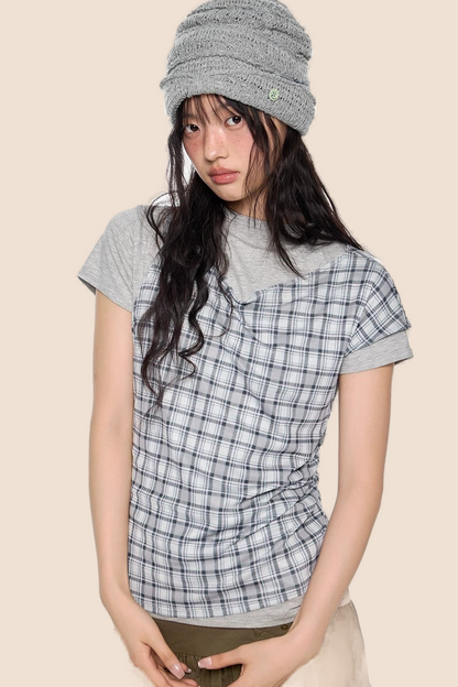 Plaid Retro Layered Top