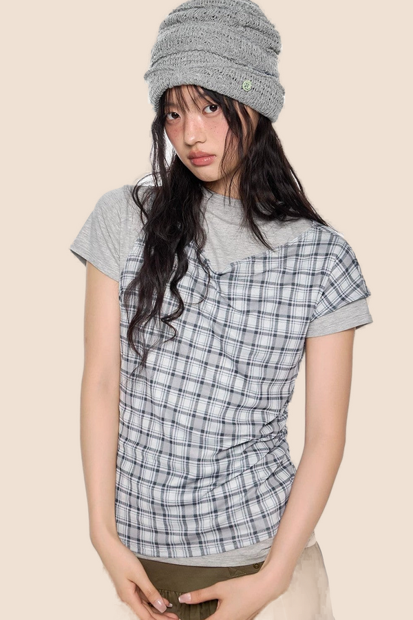 Plaid Retro Layered Top