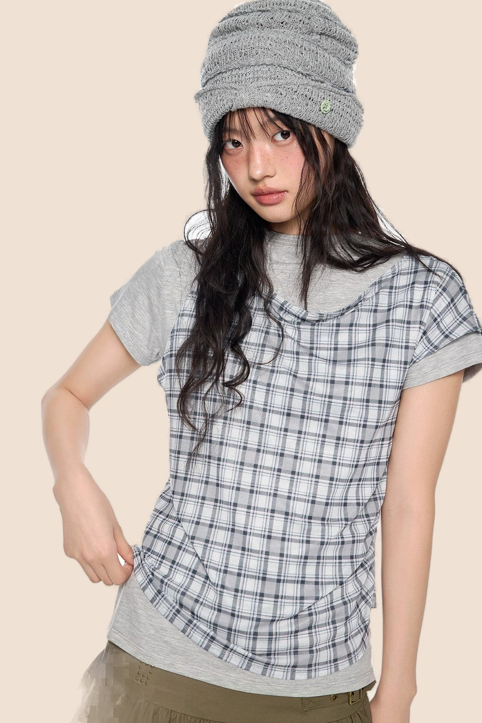 Plaid Retro Layered Top