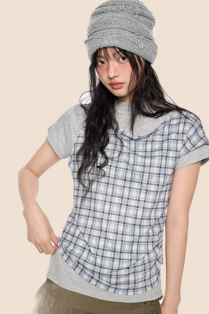 Plaid Retro Layered Top