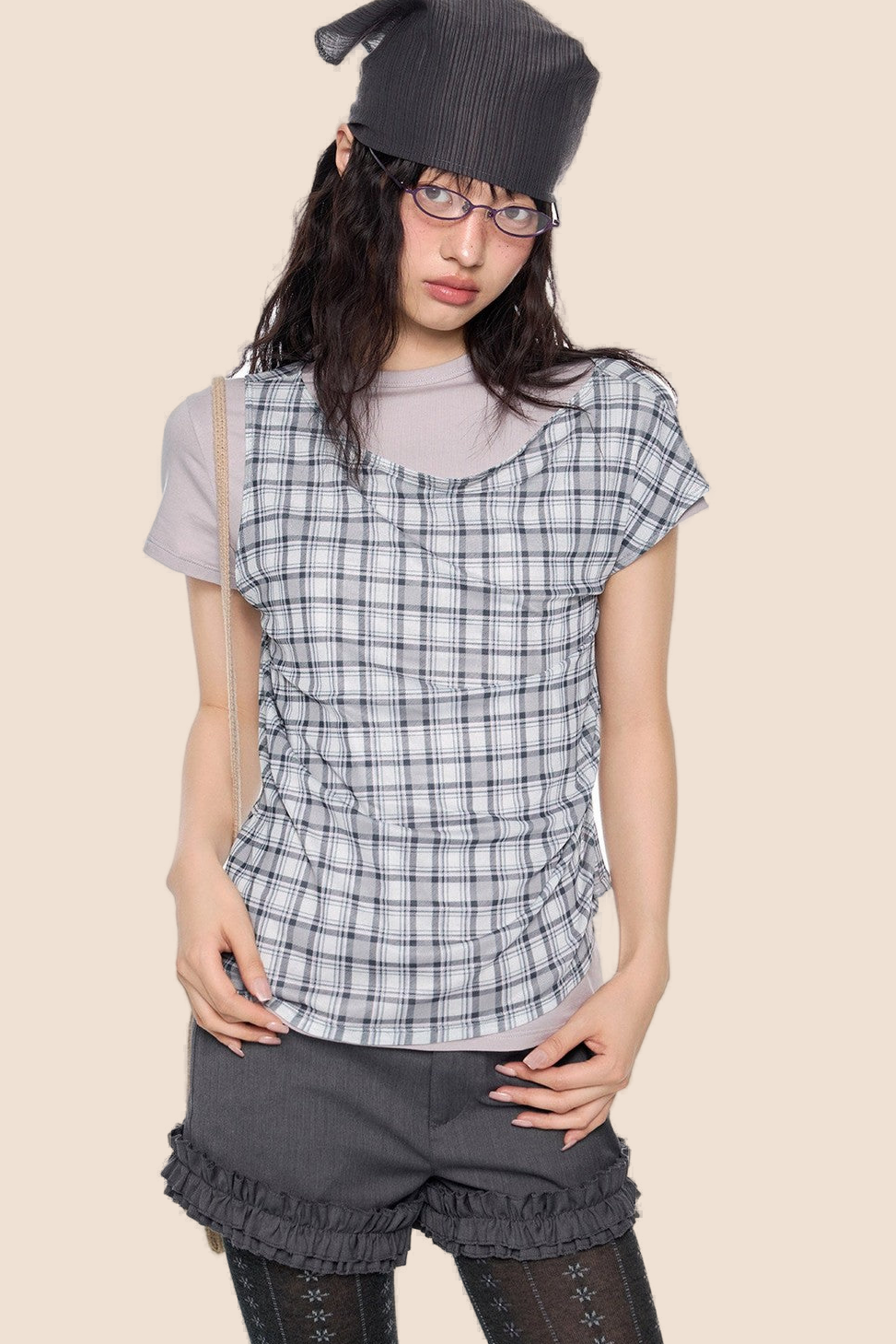 Plaid Retro Layered Top
