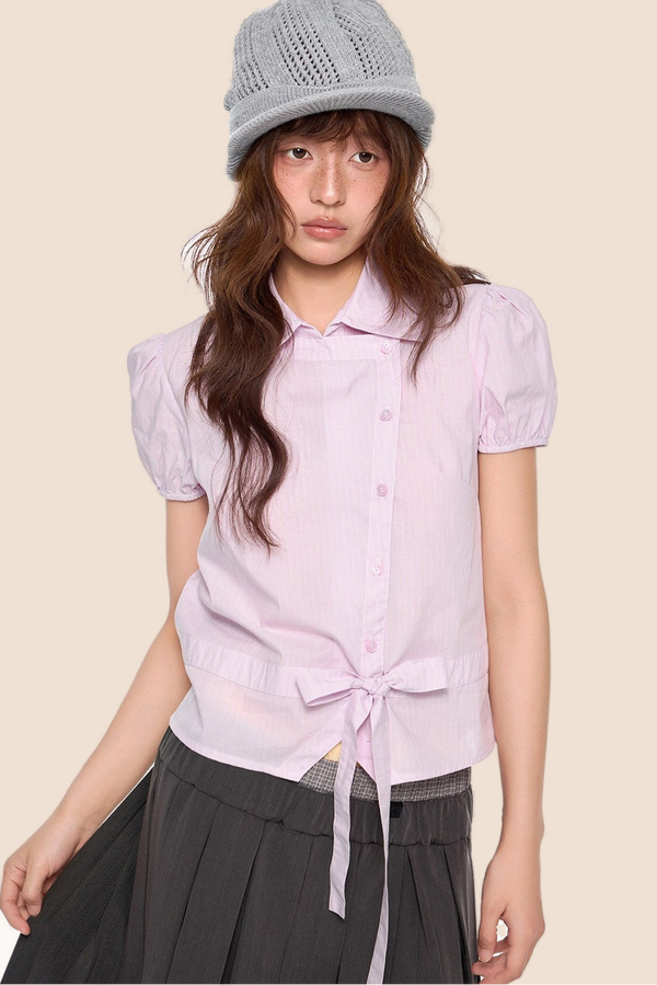 Puff Sleeve Striped T-Shirt