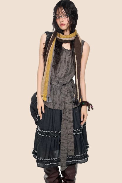 Irregular Distressed Retro Vest