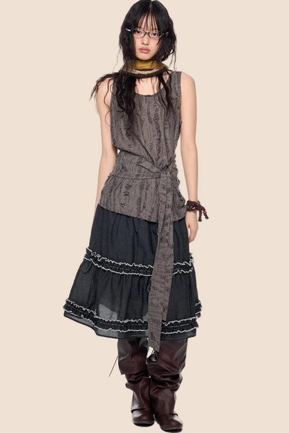 Irregular Distressed Retro Vest
