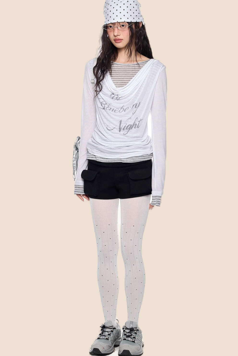Long Sleeve Swing Collar Printed Top
