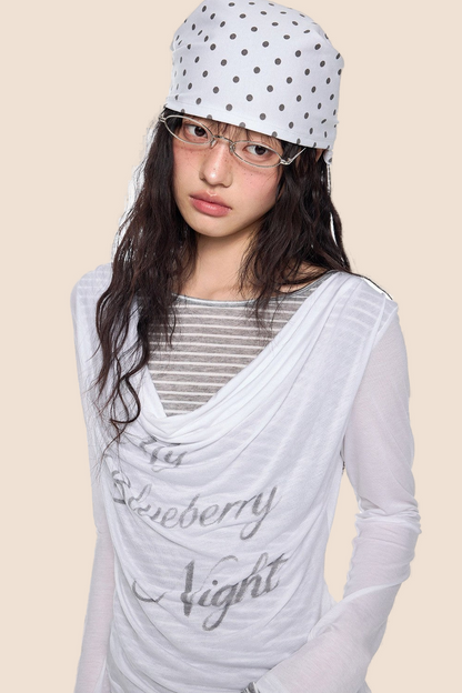 Long Sleeve Swing Collar Printed Top