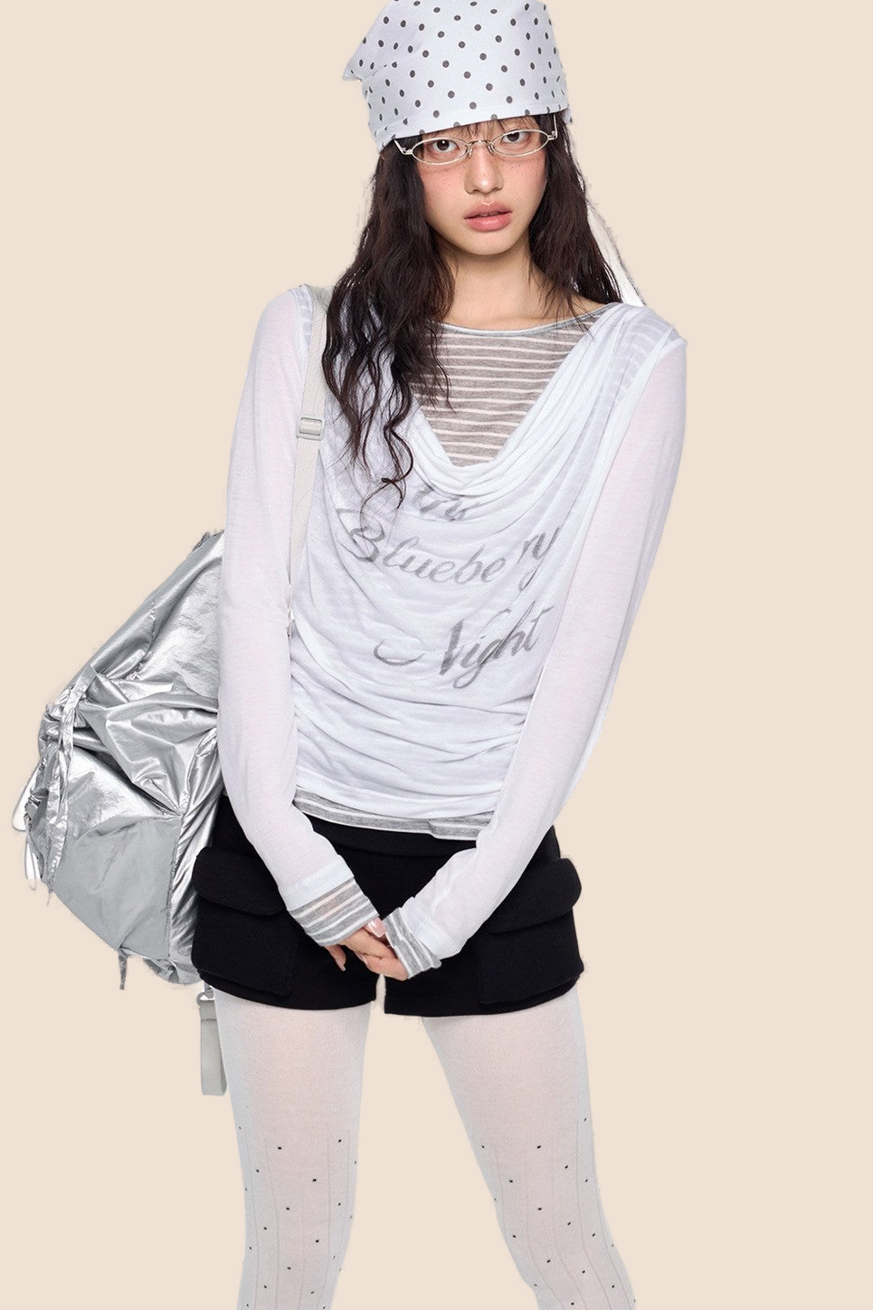 Long Sleeve Swing Collar Printed Top