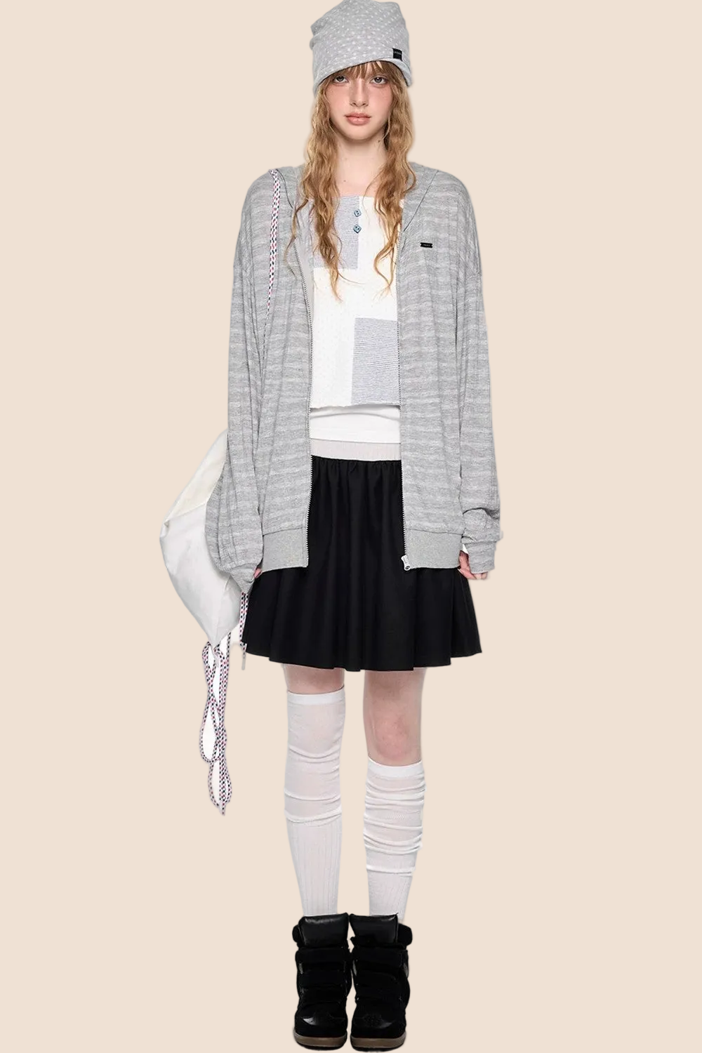 Striped Hooded Long Sleeve Jacket