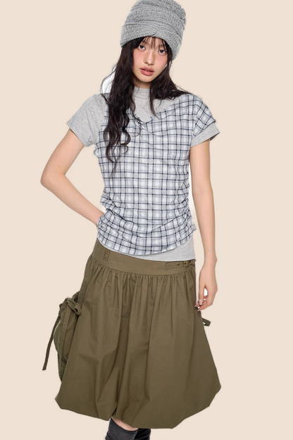 Plaid Retro Layered Top