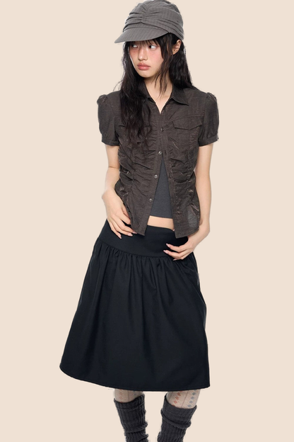 Puff Sleeve Crop Blouse