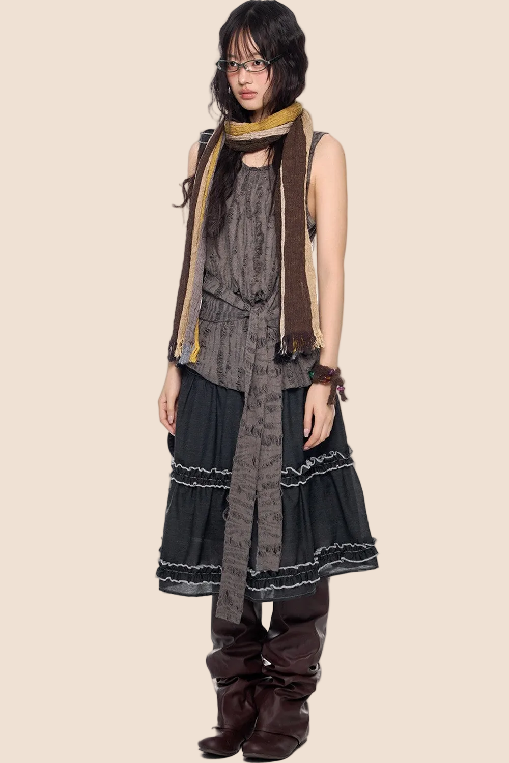 Irregular Distressed Retro Vest