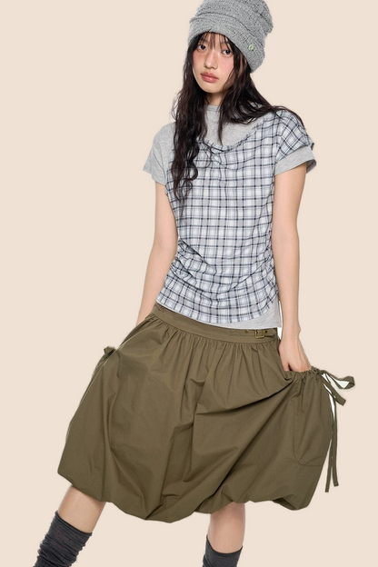 Plaid Retro Layered Top