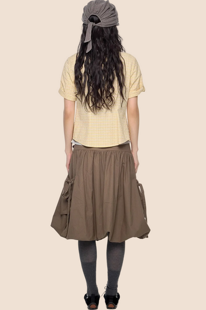 Plaid Retro Waist-Cinching Blouse