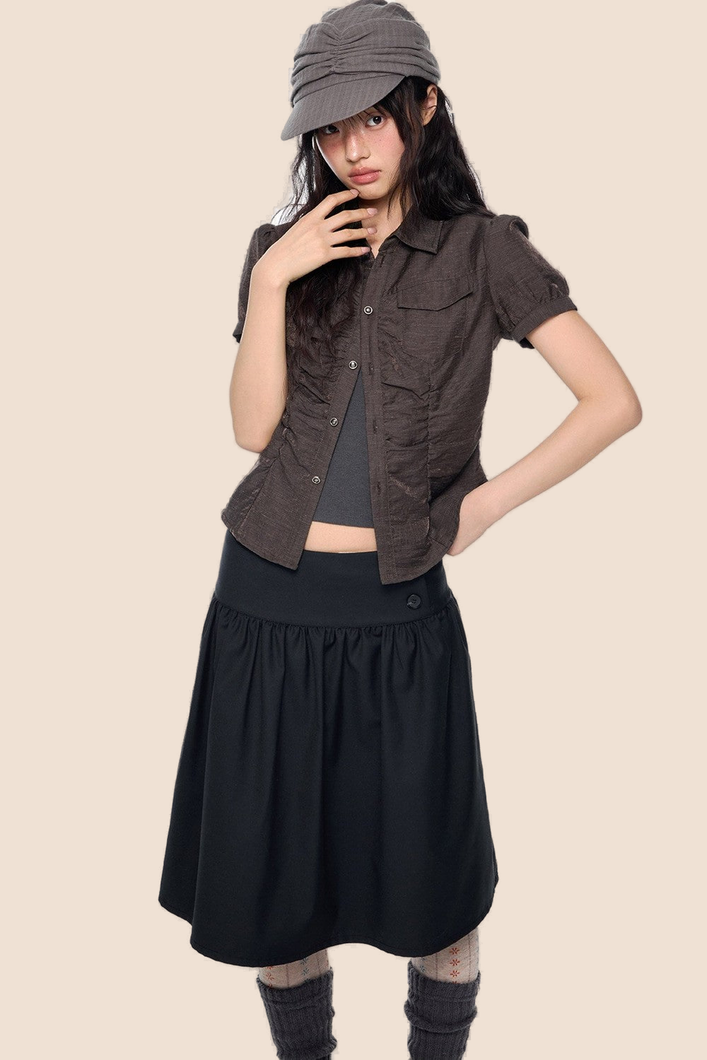 Puff Sleeve Crop Blouse