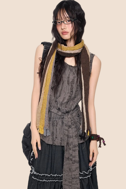 Irregular Distressed Retro Vest
