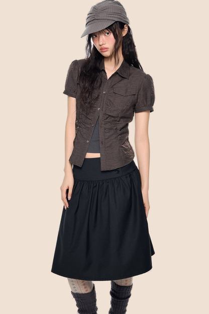 Puff Sleeve Crop Blouse