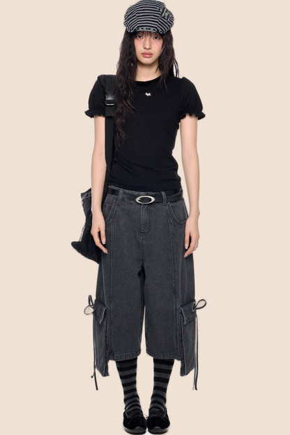 Gewaschene Vintage-Jeansshorts