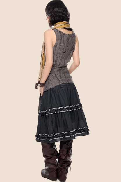 Irregular Distressed Retro Vest