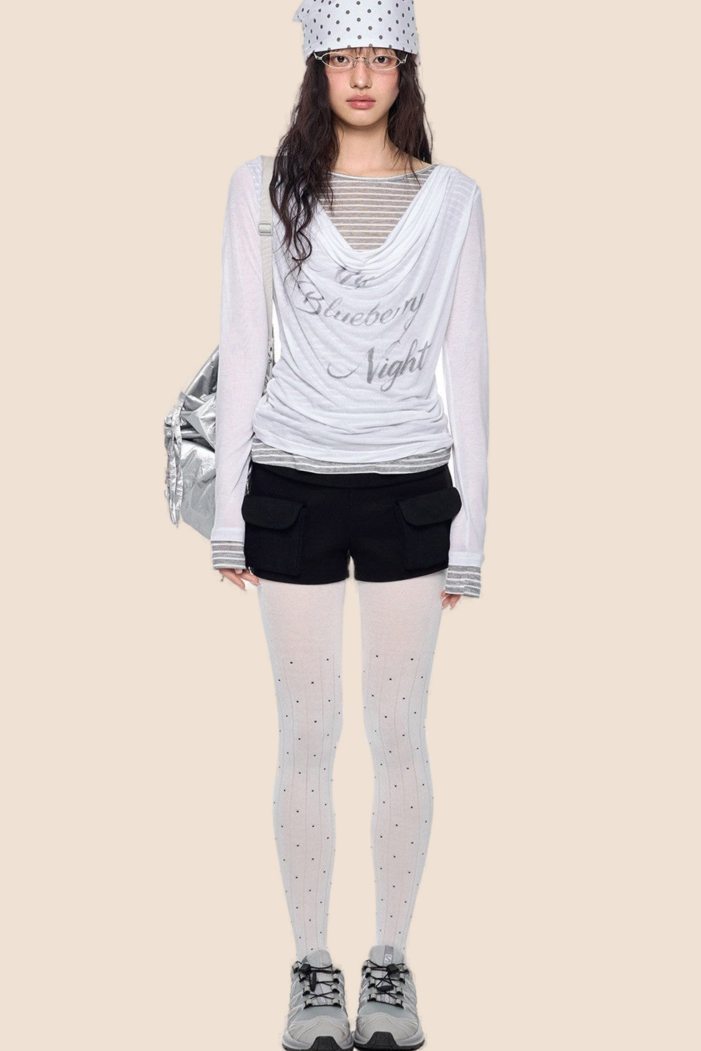 Long Sleeve Swing Collar Printed Top