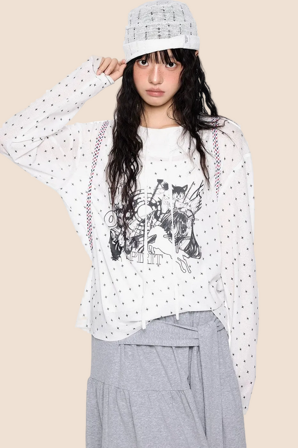 Camiseta de manga larga con estampado de estrellas