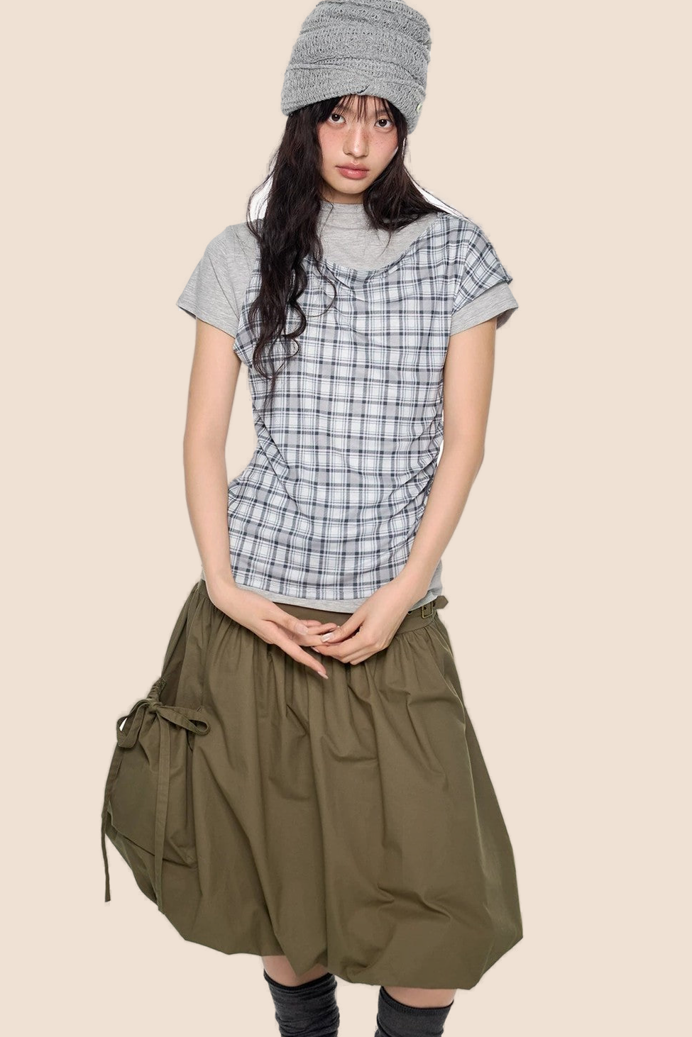 Plaid Retro Layered Top