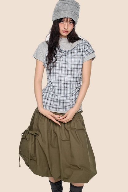Plaid Retro Layered Top