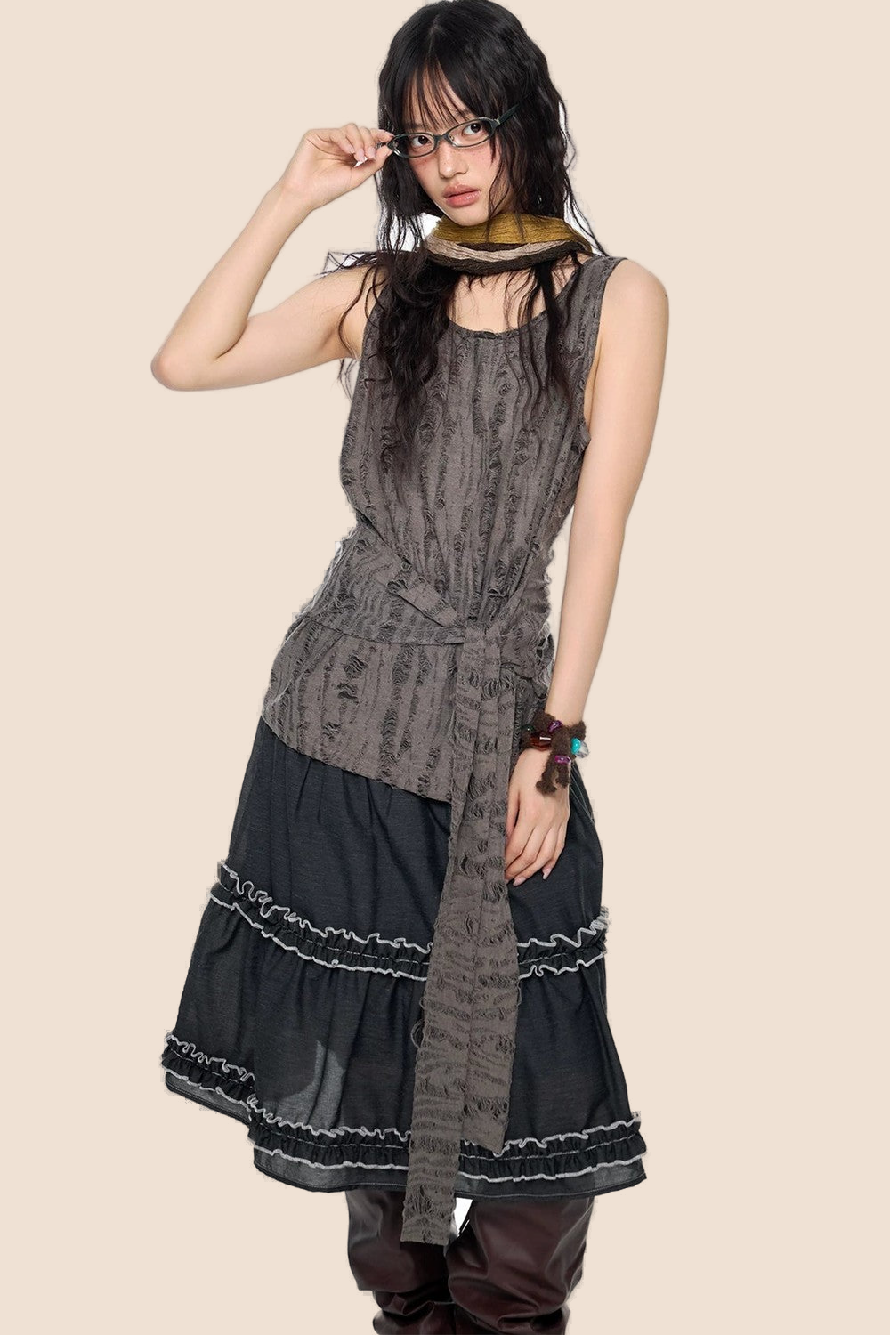 Irregular Distressed Retro Vest