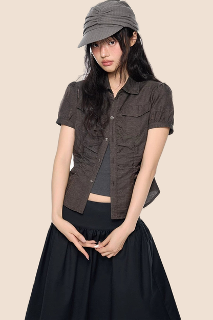 Puff Sleeve Crop Blouse