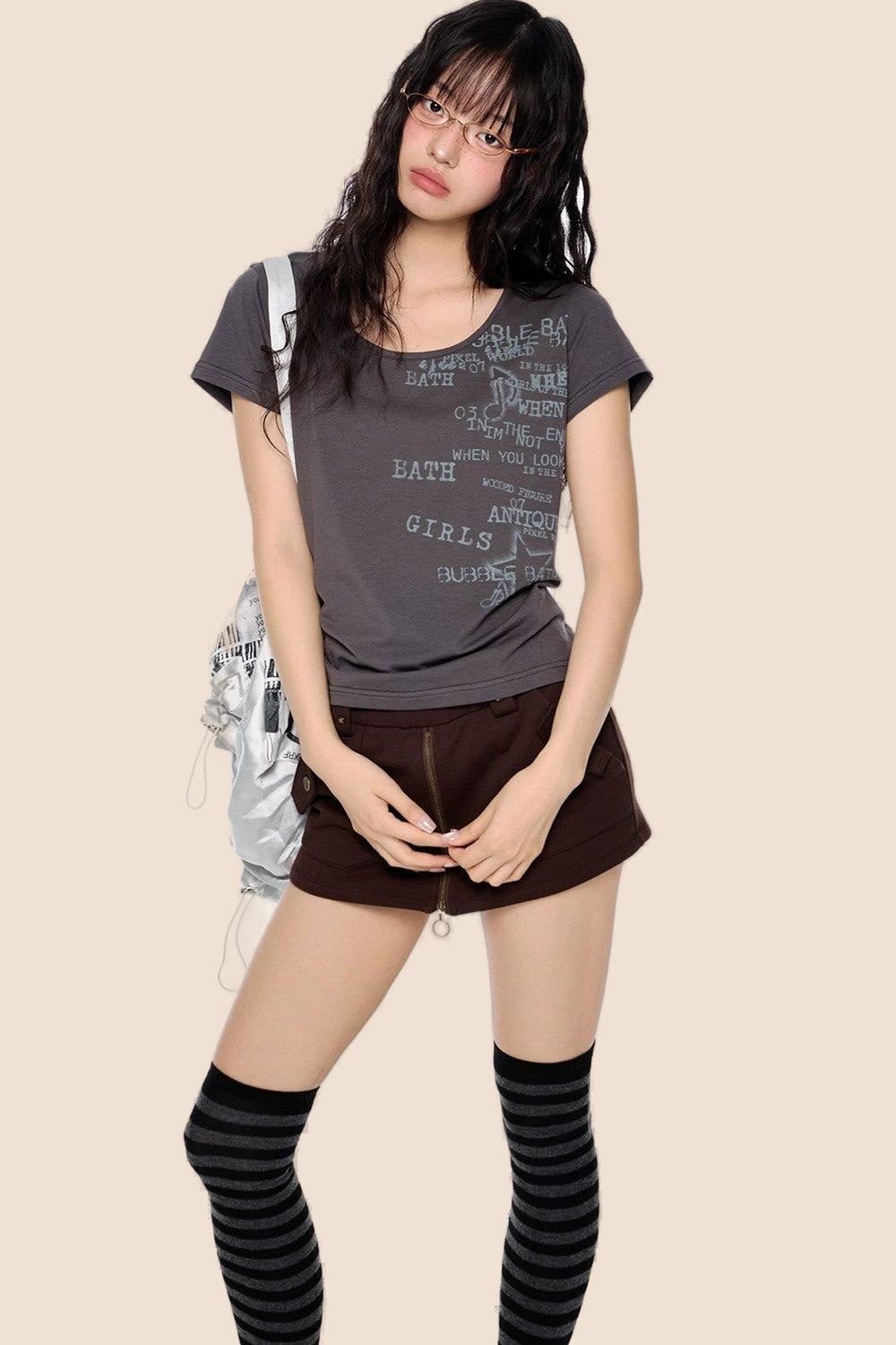 Letter Printed Retro Summer Blouse