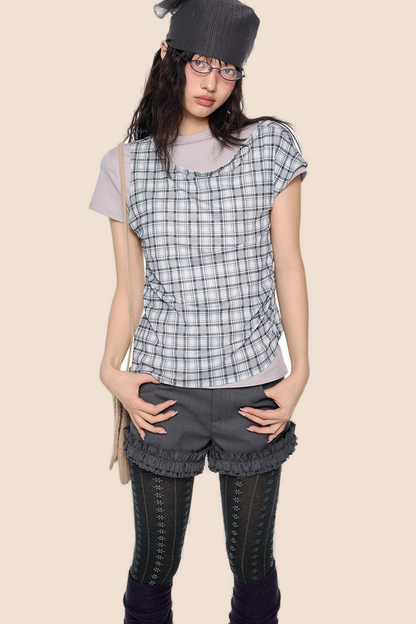 Plaid Retro Layered Top