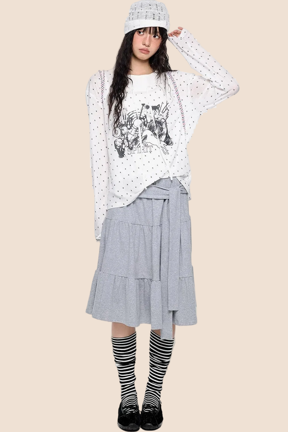 Camiseta de manga larga con estampado de estrellas