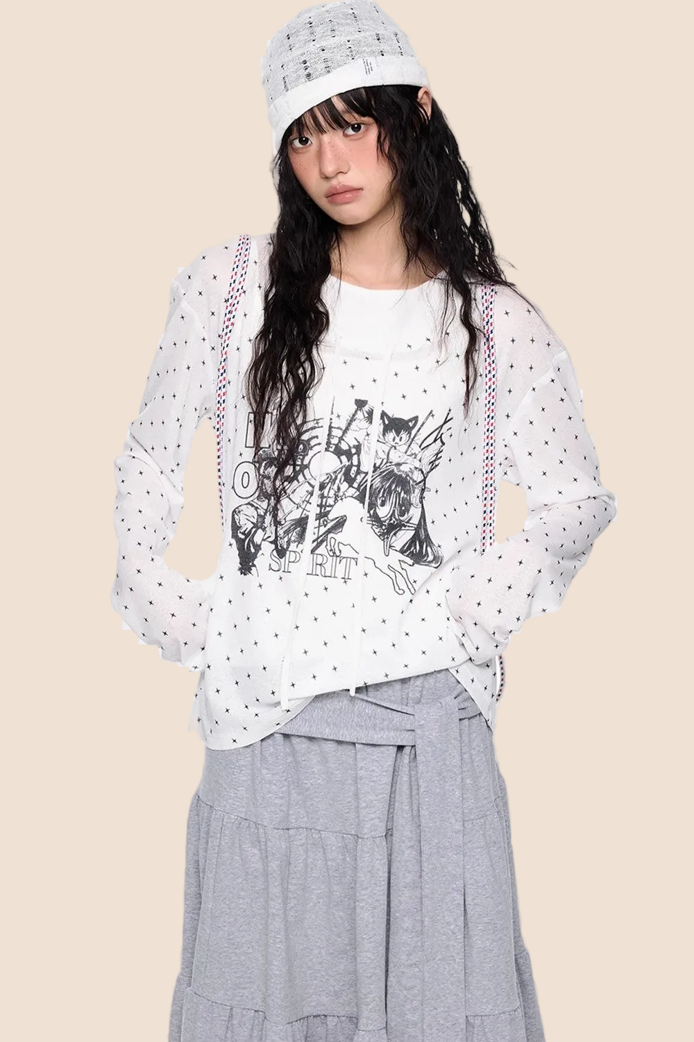 Camiseta de manga larga con estampado de estrellas