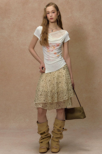 Sakura Asymmetrical Lace Top
