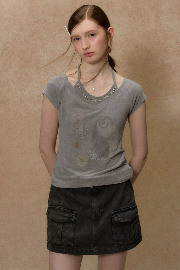 Seashell V-Neck Printed Top