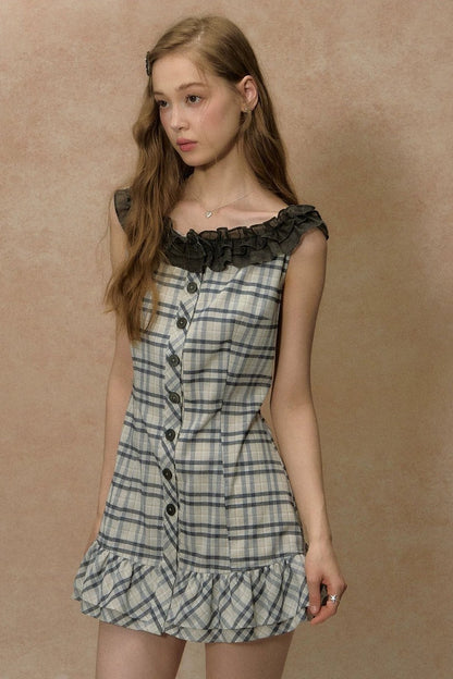 Robe d’été à carreaux et dentelle
