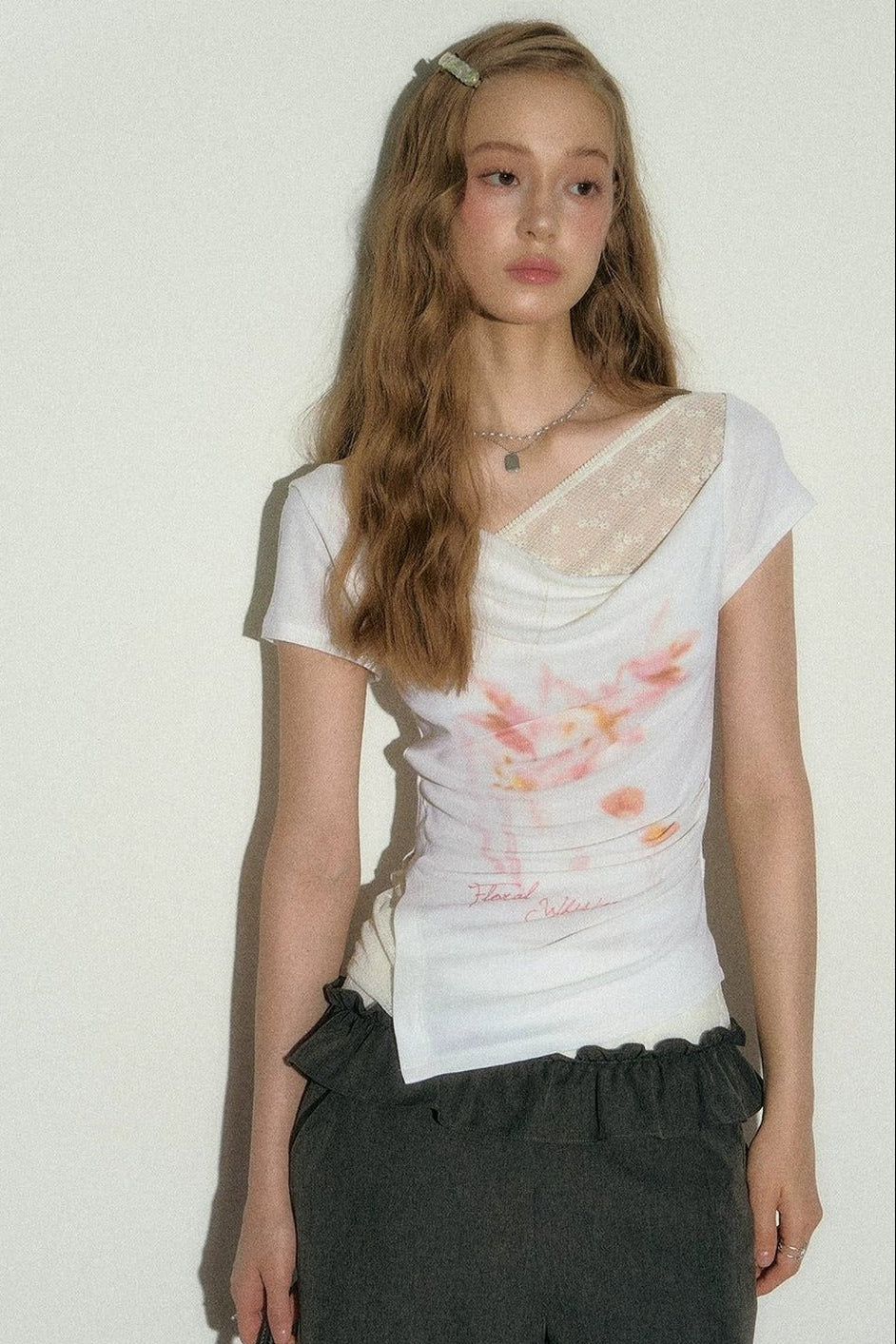 Sakura Asymmetrical Lace Top