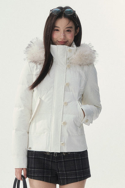 Retro-Daunenjacke in Weiß