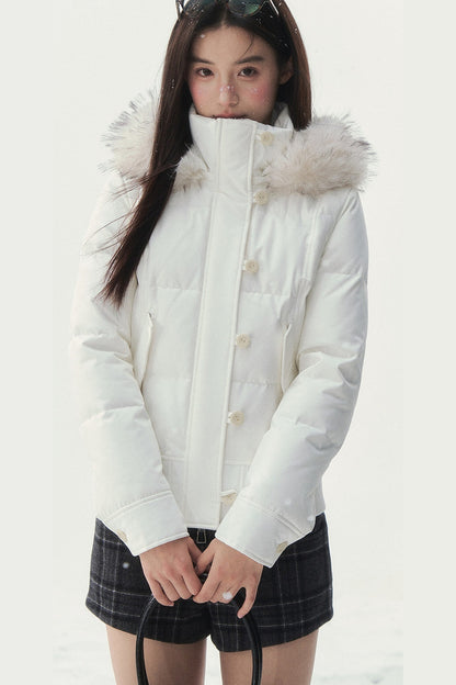 Retro-Daunenjacke in Weiß