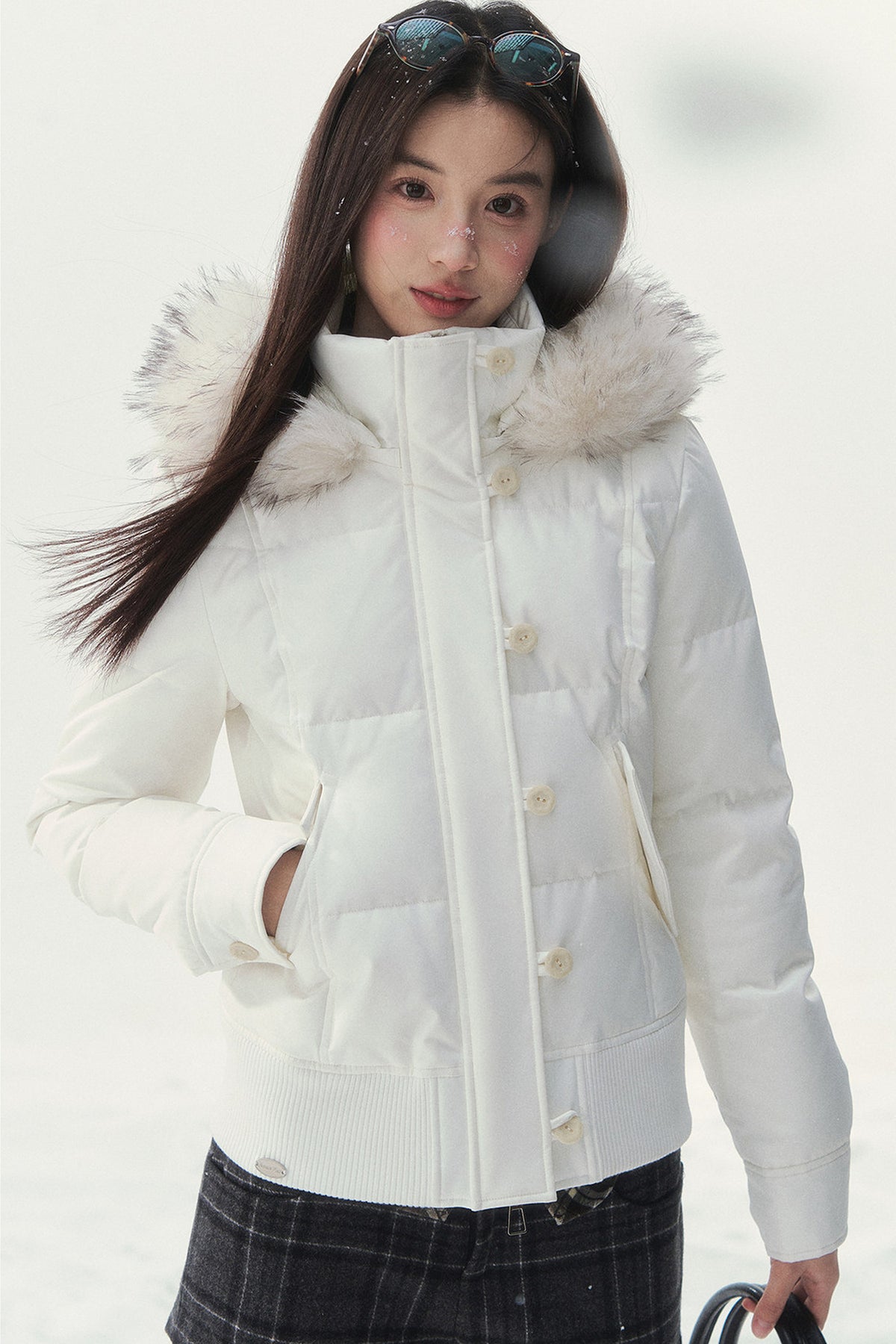 Retro-Daunenjacke in Weiß