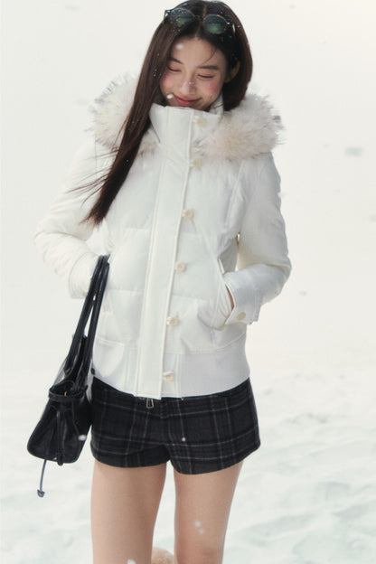 Retro-Daunenjacke in Weiß